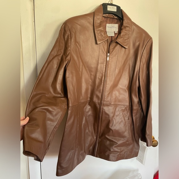 Pamela Mccoy Leather Brown Soft Leather Vintage Jacket NWT Size 1X - Picture 4 of 13